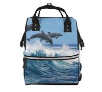 Hnnkloy Common Bottlenose Dolphin, Large Capacity Mummy Backpack Diaper Bag Travel Backpack for Outdoor