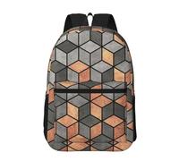 Hnnkloy Concrete And Copper Cubes, 17 Inch Backpack With Pockets Casual Daypack Water Resistant School Bag