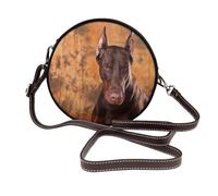 Hnnkloy Cool Doberman Pinscher Dog, PU Leather Shoulder Bag, Round Crossbody Bag - Circle Purse for Women