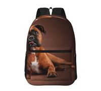 Hnnkloy Cool Lying Boxer Dog, 17 Inch Backpack With Pockets Casual Daypack Water Resistant School Bag