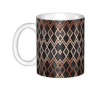 Hnnkloy Copper and Black Geo Diamonds,Ceramic Mug Large Coffee Cup Suitable for Kitchen Restaurant Office Coffee Shop 330ml