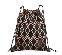 Hnnkloy Copper And Black Geo Diamonds, Drawstring Backpack Unisex Sport Gym Bag Casual Daypack Drawstring Sackpack