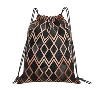 Hnnkloy Copper And Black Geo Diamonds, Drawstring Backpack Unisex Sport Gym Bag Casual Daypack Drawstring Sackpack