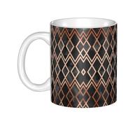 Hnnkloy Copper & Black Geo Diamonds,Ceramic Mug Large Coffee Cup Suitable for Kitchen Restaurant Office Coffee Shop 330ml