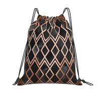 Hnnkloy Copper & Black Geo Diamonds, Drawstring Backpack Unisex Sport Gym Bag Casual Daypack Drawstring Sackpack