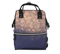 Hnnkloy Copper Blue Navy Rose Glitter Makeup Artist Beauty, Large Capacity Mummy Backpack Diaper Bag Travel Backpack for Outdoor