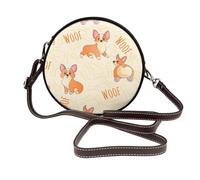Hnnkloy Corgi With Bones And Words, PU Leather Shoulder Bag, Round Crossbody Bag - Circle Purse for Women