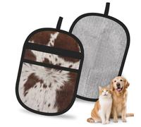 Hnnkloy Cow Cowhide Print, 2 Pack Pet Hair Removal Gloves For Bed,Carpet,Clothes,Sofa,Static Grooming Glove For Dogs & Cats