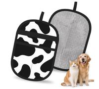Hnnkloy Cow Spot, 2 Pack Pet Hair Removal Gloves For Bed,Carpet,Clothes,Sofa,Static Grooming Glove For Dogs & Cats