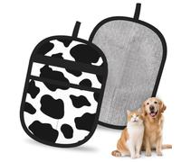 Hnnkloy Cow Spots, 2 Pack Pet Hair Removal Gloves For Bed,Carpet,Clothes,Sofa,Static Grooming Glove For Dogs & Cats