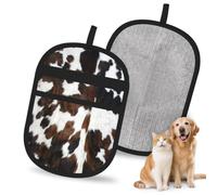 Hnnkloy Cowhide Tanblack And White Texture, 2 Pack Pet Hair Removal Gloves For Bed,Carpet,Clothes,Sofa,Static Grooming Glove For Dogs & Cats