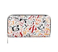 Hnnkloy Creative Hebrew Alphabet Dust, PU Leather Wallets Large Capacity Clutch Wallet for Men Women