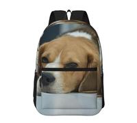 Hnnkloy Cute Beagle Dog Lies On Floor, 17 Inch Backpack With Pockets Casual Daypack Water Resistant School Bag