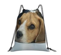Hnnkloy Cute Beagle Dog Lies On Floor, Drawstring Backpack Unisex Sport Gym Bag Casual Daypack Drawstring Sackpack