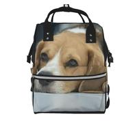 Hnnkloy Cute Beagle Dog Lies On Floor, Large Capacity Mummy Backpack Diaper Bag Travel Backpack for Outdoor