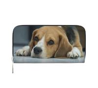 Hnnkloy Cute Beagle Dog Lies On Floor, PU Leather Wallets Large Capacity Clutch Wallet for Men Women