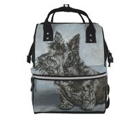 Hnnkloy Cute Black Scottish Terrier Dog Art, Large Capacity Mummy Backpack Diaper Bag Travel Backpack for Outdoor