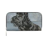 Hnnkloy Cute Black Scottish Terrier Dog Art, PU Leather Wallets Large Capacity Clutch Wallet for Men Women
