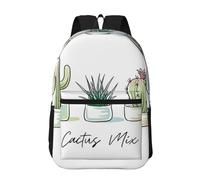 Hnnkloy Cute Cactus Succulent Cacti, 17 Inch Backpack With Pockets Casual Daypack Water Resistant School Bag