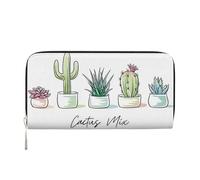 Hnnkloy Cute Cactus Succulent Cacti, PU Leather Wallets Large Capacity Clutch Wallet for Men Women