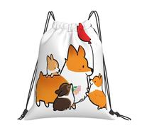Hnnkloy Cute Cartoon Corgi Christmas, Drawstring Backpack Unisex Sport Gym Bag Casual Daypack Drawstring Sackpack