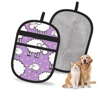 Hnnkloy Cute Cartoon Sheep Pattern, 2 Pack Pet Hair Removal Gloves For Bed,Carpet,Clothes,Sofa,Static Grooming Glove For Dogs & Cats