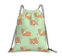 Hnnkloy Cute Corgi Dog, Drawstring Backpack Unisex Sport Gym Bag Casual Daypack Drawstring Sackpack