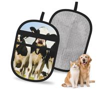 Hnnkloy Cute Cow Printed, 2 Pack Pet Hair Removal Gloves For Bed,Carpet,Clothes,Sofa,Static Grooming Glove For Dogs & Cats