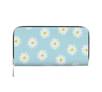 Hnnkloy Cute Daisy Flower Florals Blue, PU Leather Wallets Large Capacity Clutch Wallet for Men Women