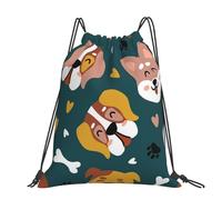 Hnnkloy Cute Dogs Bones Puppy Paws Colorful Love Hearts, Drawstring Backpack Unisex Sport Gym Bag Casual Daypack Drawstring Sackpack