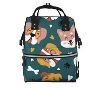 Hnnkloy Cute Dogs Bones Puppy Paws Colorful Love Hearts, Large Capacity Mummy Backpack Diaper Bag Travel Backpack for Outdoor