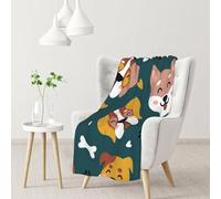 Hnnkloy Cute Dogs Bones Puppy Paws Colorful Love Hearts,Soft Blanket for Couch Sofa Bed Warm Anti-Pilling Flannel Plush Throw Blanket 76 X 102 cm