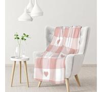 Hnnkloy Cute Heart Pink Buffalo Plaid Pattern,Soft Blanket for Couch Sofa Bed Warm Anti-Pilling Flannel Plush Throw Blanket 76 X 102 cm