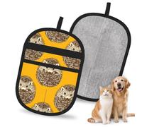Hnnkloy Cute Hedgehog, 2 Pack Pet Hair Removal Gloves For Bed,Carpet,Clothes,Sofa,Static Grooming Glove For Dogs & Cats