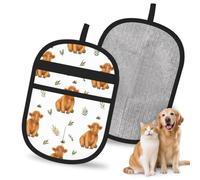 Hnnkloy Cute Highland Cow, 2 Pack Pet Hair Removal Gloves For Bed,Carpet,Clothes,Sofa,Static Grooming Glove For Dogs & Cats
