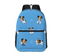 Hnnkloy Cute Jack Russell Terrier Dogs With Bones Pattern, 17 Inch Backpack With Pockets Casual Daypack Water Resistant School Bag