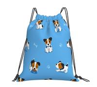 Hnnkloy Cute Jack Russell Terrier Dogs With Bones Pattern, Drawstring Backpack Unisex Sport Gym Bag Casual Daypack Drawstring Sackpack