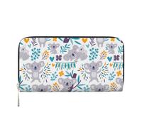 Hnnkloy Cute Koala Bears and Floral, PU Leather Wallets Large Capacity Clutch Wallet for Men Women