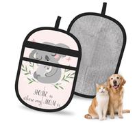Hnnkloy Cute Koala Mom And Baby, 2 Pack Pet Hair Removal Gloves For Bed,Carpet,Clothes,Sofa,Static Grooming Glove For Dogs & Cats