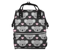 Hnnkloy Cute Koalas And Pink Hearts, Large Capacity Mummy Backpack Diaper Bag Travel Backpack for Outdoor