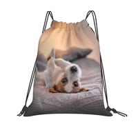 Hnnkloy Cute Little Dog Jack Russell Terrier, Drawstring Backpack Unisex Sport Gym Bag Casual Daypack Drawstring Sackpack