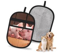 Hnnkloy Cute Little Pigs, 2 Pack Pet Hair Removal Gloves For Bed,Carpet,Clothes,Sofa,Static Grooming Glove For Dogs & Cats