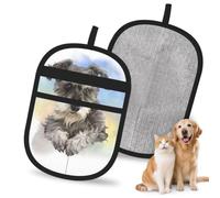 Hnnkloy Cute Mini Schnauzer Print, 2 Pack Pet Hair Removal Gloves For Bed,Carpet,Clothes,Sofa,Static Grooming Glove For Dogs & Cats