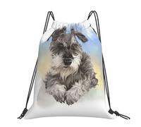 Hnnkloy Cute Mini Schnauzer Print, Drawstring Backpack Unisex Sport Gym Bag Casual Daypack Drawstring Sackpack