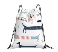 Hnnkloy Cute Navy Blue Dachshund, Drawstring Backpack Unisex Sport Gym Bag Casual Daypack Drawstring Sackpack