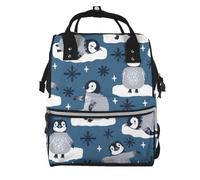 Hnnkloy Cute Penguins And Snowflakes, Large Capacity Mummy Backpack Diaper Bag Travel Backpack for Outdoor