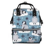 Hnnkloy Cute Penguins And Snowflakes, Large Capacity Mummy Backpack Diaper Bag Travel Backpack for Outdoor