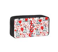 Hnnkloy Cute Penguins Valentine Day, Big Capacity Pencil Case Portable Pen Pouch Stationery Bag for School Office