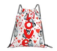 Hnnkloy Cute Penguins Valentine Day, Drawstring Backpack Unisex Sport Gym Bag Casual Daypack Drawstring Sackpack