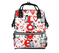 Hnnkloy Cute Penguins Valentine Day, Large Capacity Mummy Backpack Diaper Bag Travel Backpack for Outdoor